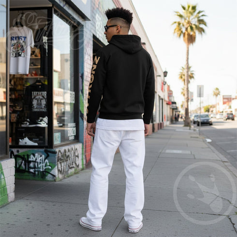 Men’s Graffiti AOP Hoodie – Gold Scriptkonz | Hip - Hop Streetwear Hoodie - Stykonz Graffiti Streetwear